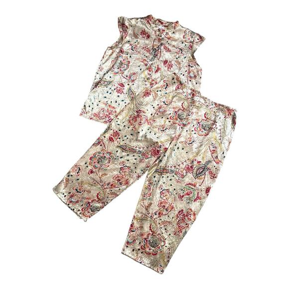 Cabernet Other - Cabernet Pajama Set Womens Medium Floral Paisley Textured 2 Piece Sleeveless